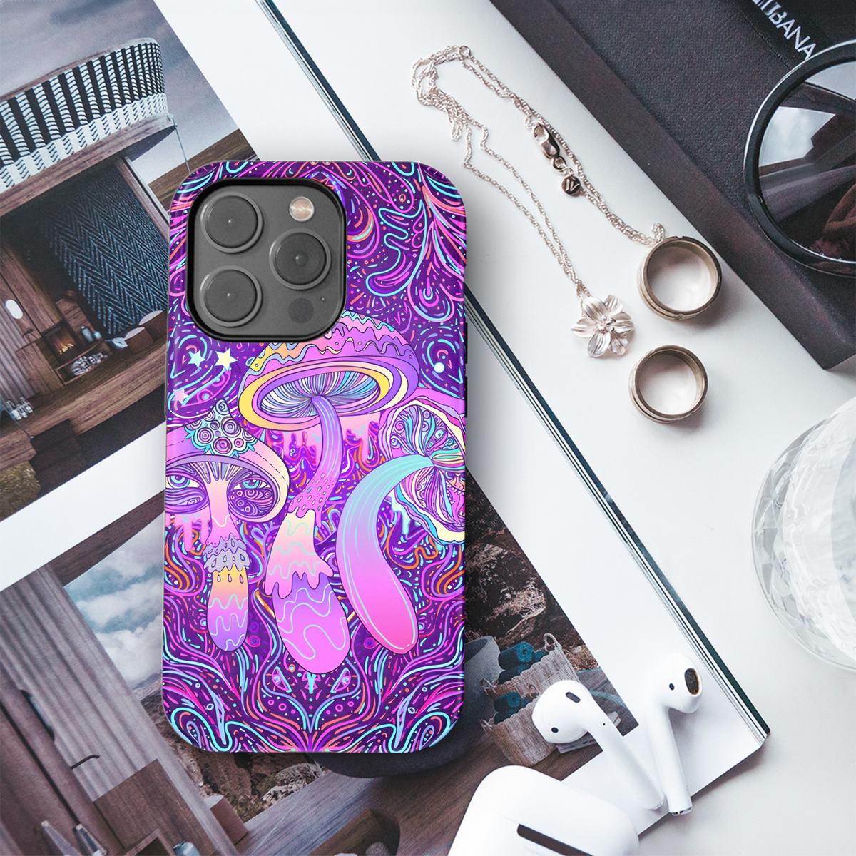 Magic Mushrooms Seamless Hippie Pattern Phone Case iPhone Samsung Cover Pixel 2170 - Image 3