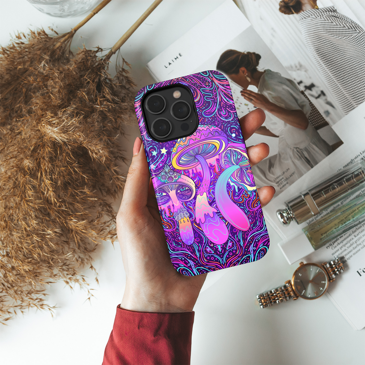 Magic Mushrooms Seamless Hippie Pattern Phone Case iPhone Samsung Cover Pixel 2170 - Image 4