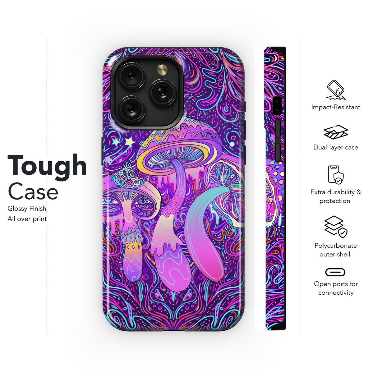 Magic Mushrooms Seamless Hippie Pattern Phone Case iPhone Samsung Cover Pixel 2170 - Image 6