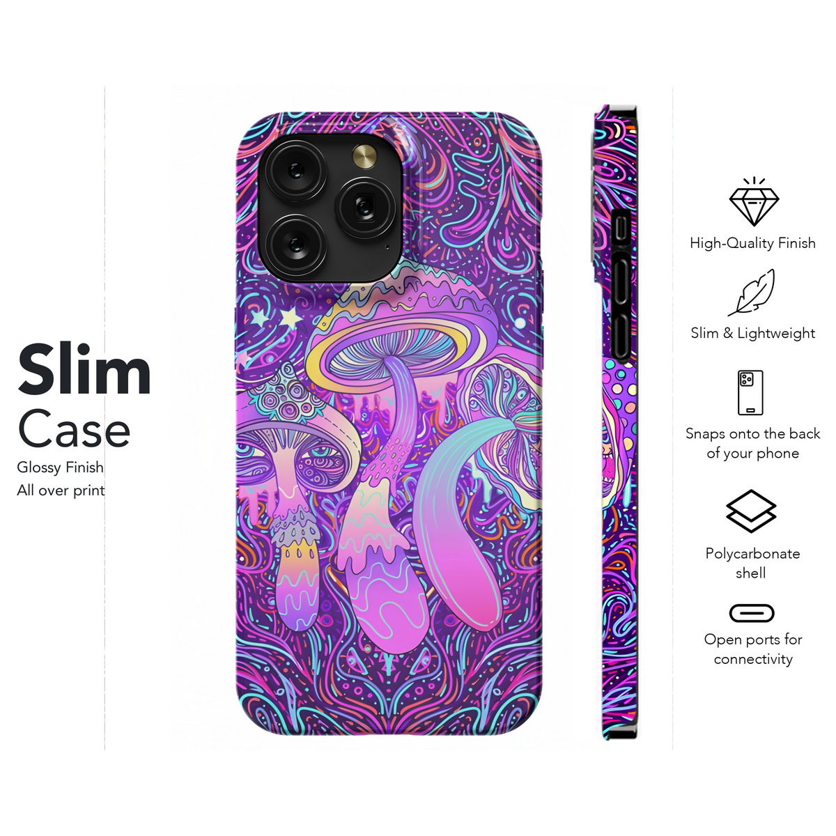 Magic Mushrooms Seamless Hippie Pattern Phone Case iPhone Samsung Cover Pixel 2170 - Image 7