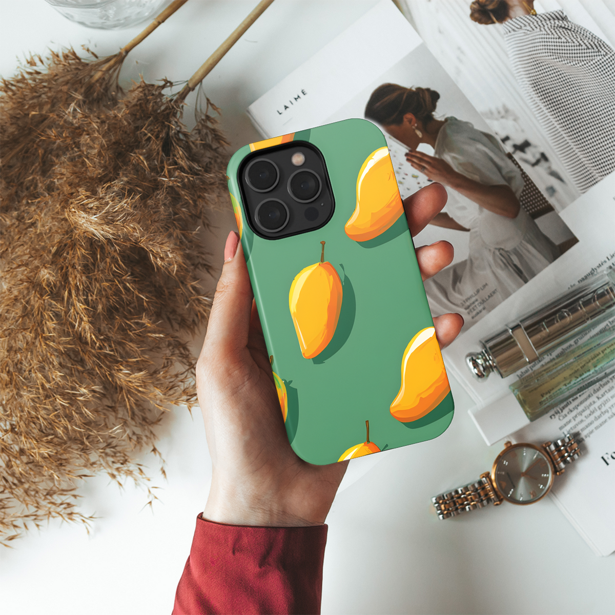 Mango Grain Shadow Phone Case iPhone Samsung Cover Pixel 3411 - Image 4