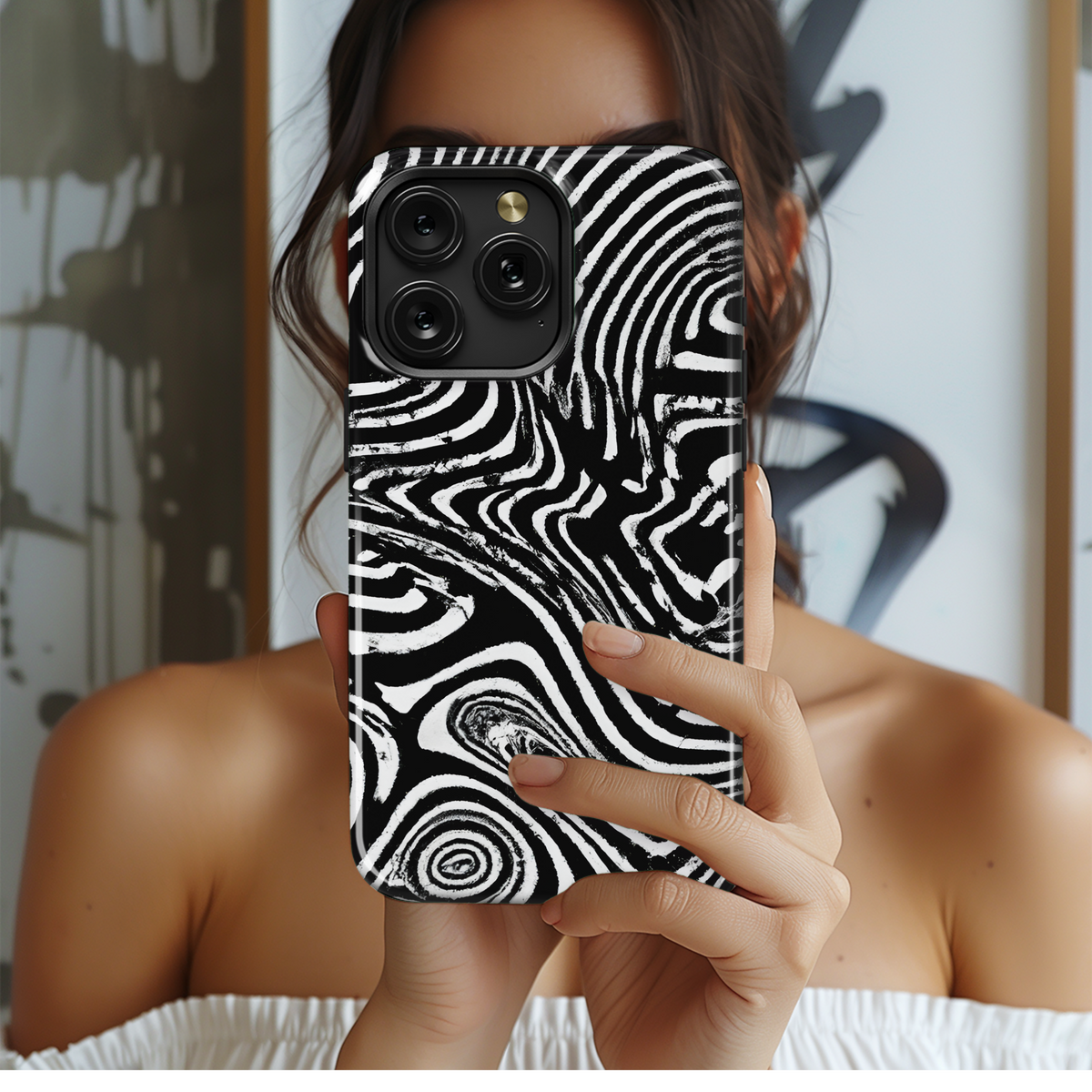 Micro Stripes Black and White Phone Case iPhone Samsung Cover Pixel 3536 - Image 2