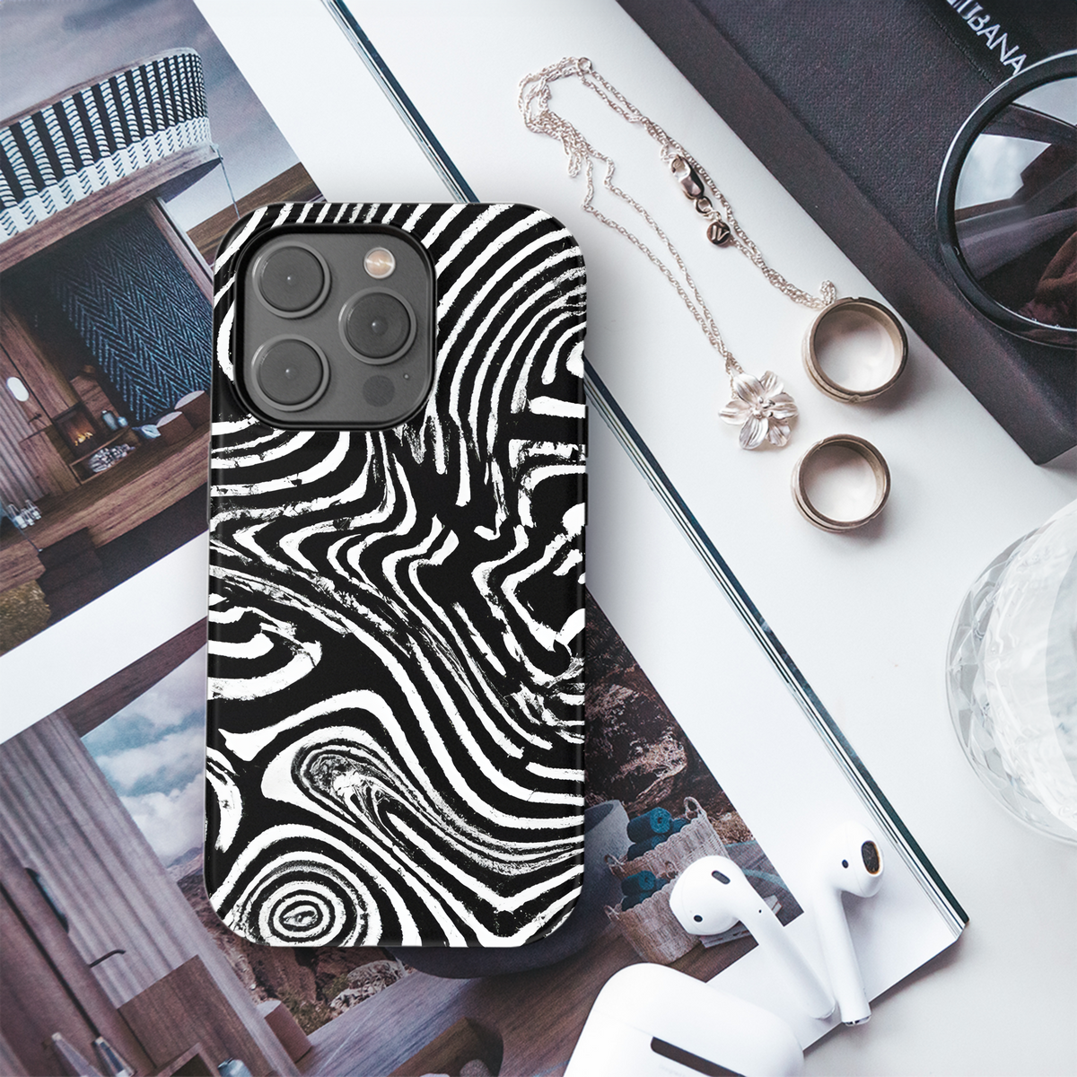 Micro Stripes Black and White Phone Case iPhone Samsung Cover Pixel 3536 - Image 3