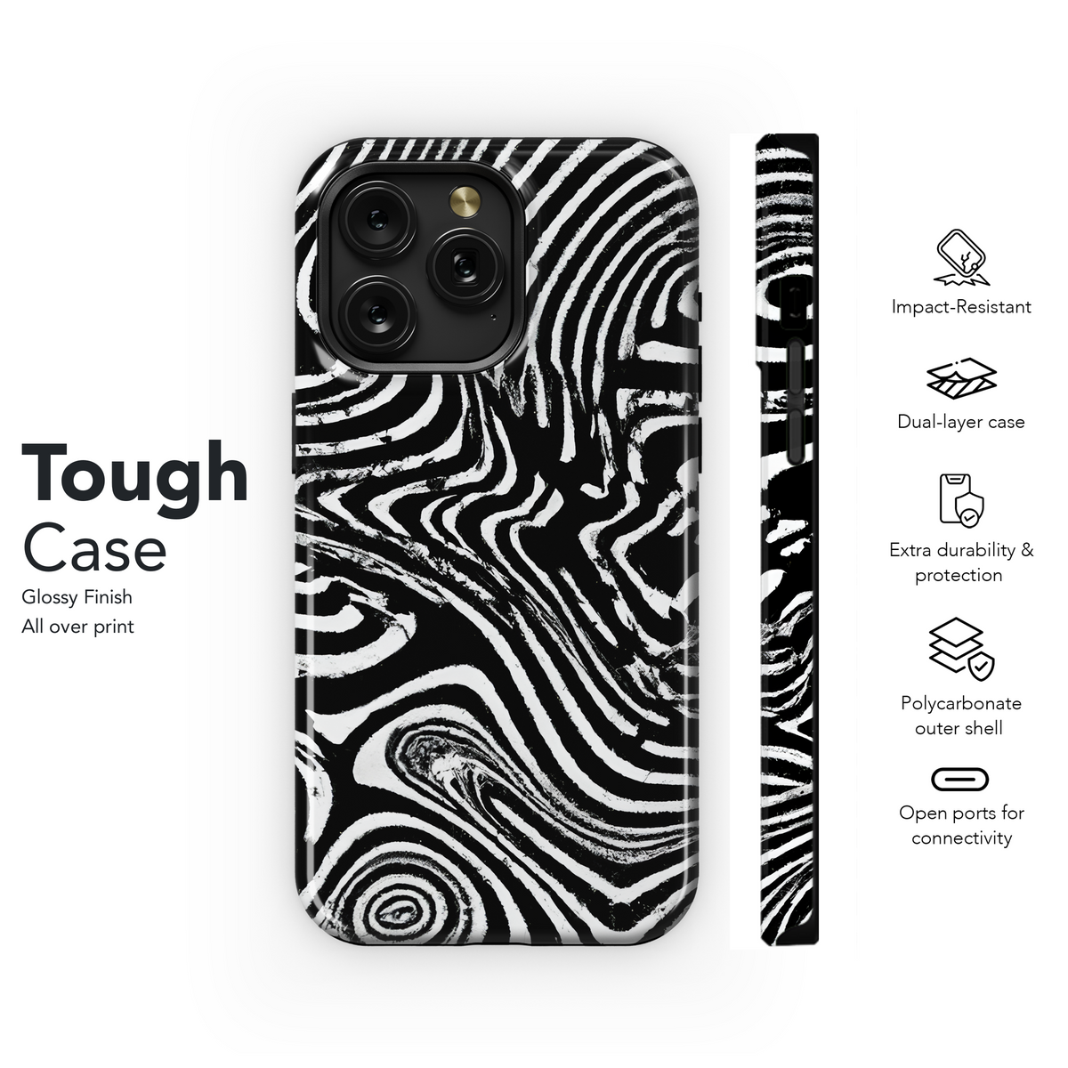 Micro Stripes Black and White Phone Case iPhone Samsung Cover Pixel 3536 - Image 6