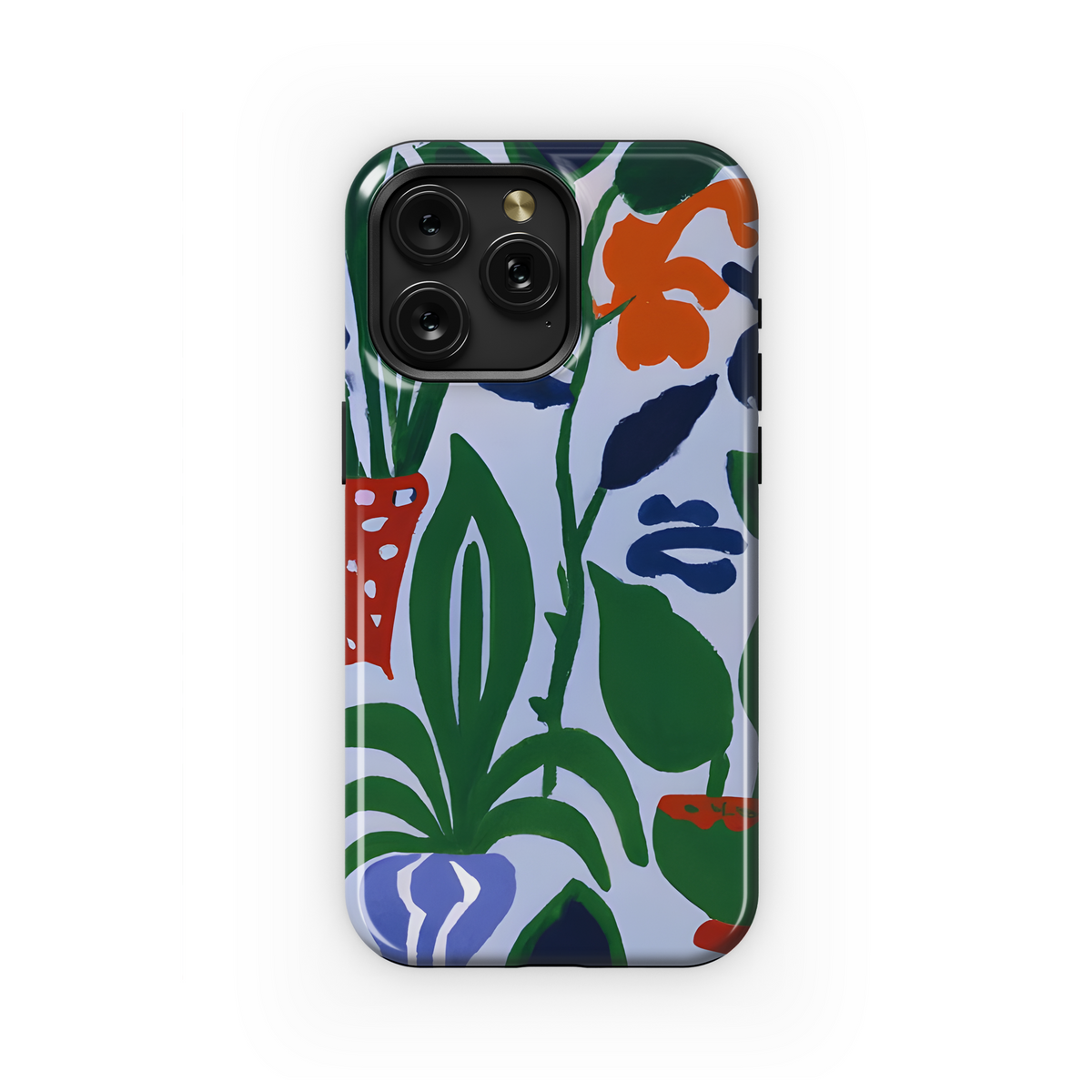 Midcentury Modern Houseplant Gouache Phone Case iPhone Samsung Cover Pixel 3357 - Image 1