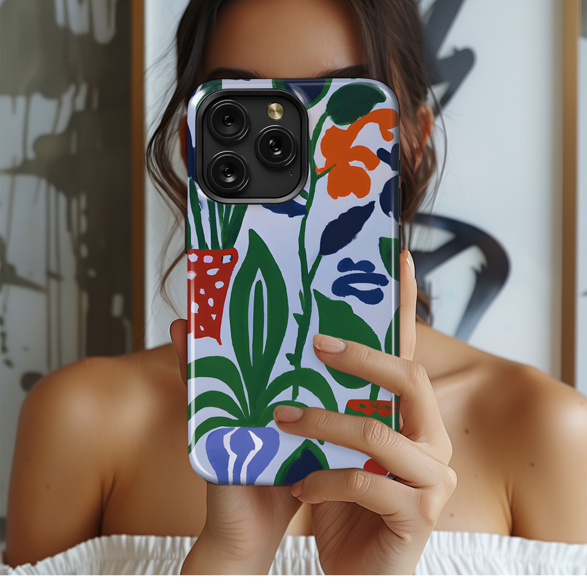 Midcentury Modern Houseplant Gouache Phone Case iPhone Samsung Cover Pixel 3357 - Image 2