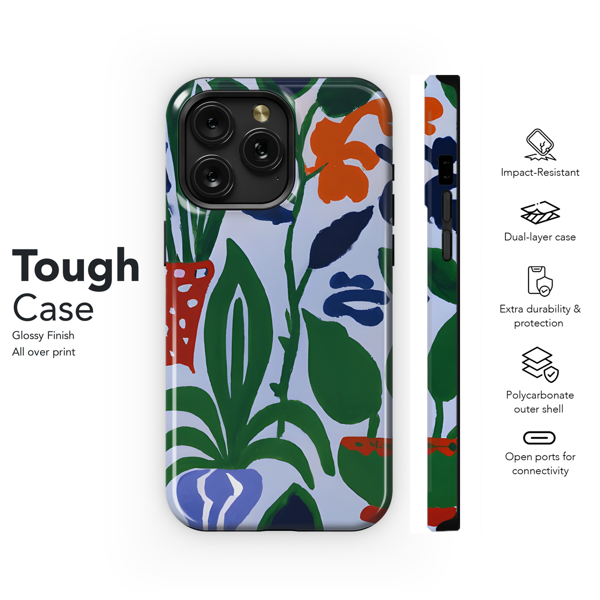 Midcentury Modern Houseplant Gouache Phone Case iPhone Samsung Cover Pixel 3357 - Image 6