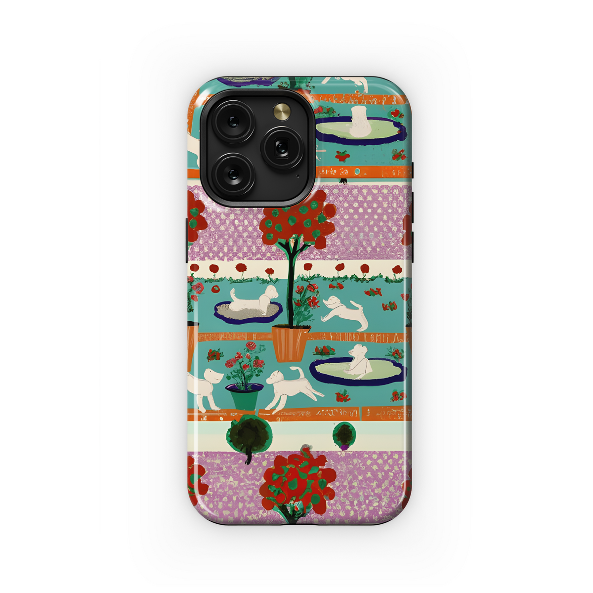 Midcentury Modern Poodle Park Phone Case iPhone Samsung Cover Pixel 3518 - Image 1