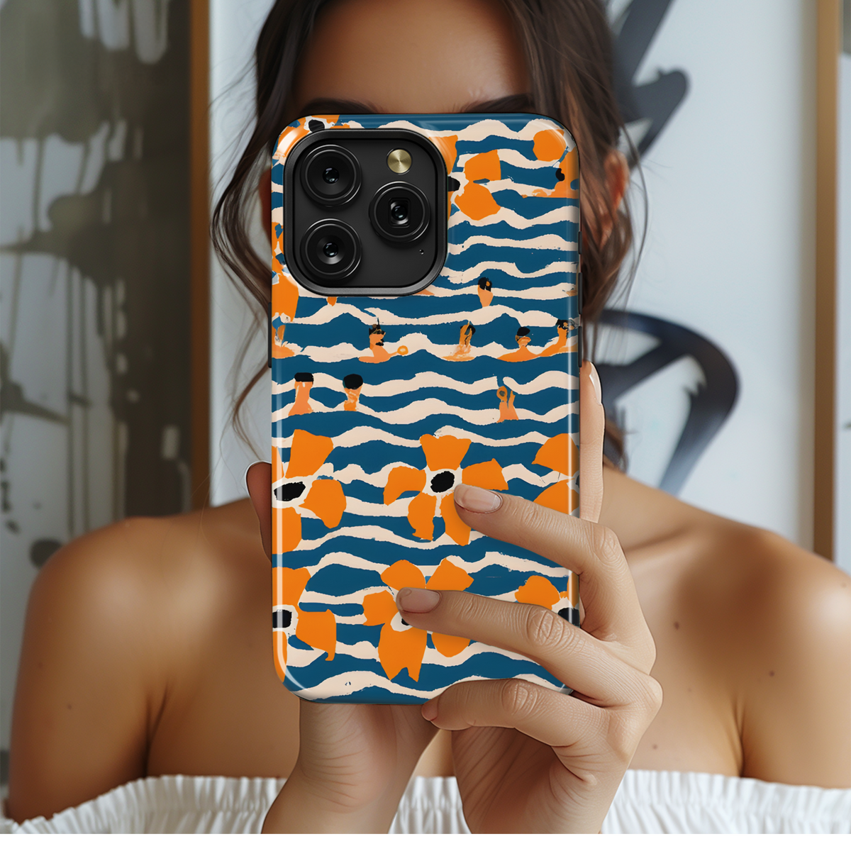 Midcentury Modern Swimmers Phone Case iPhone Samsung Cover Pixel 3119 - Image 2