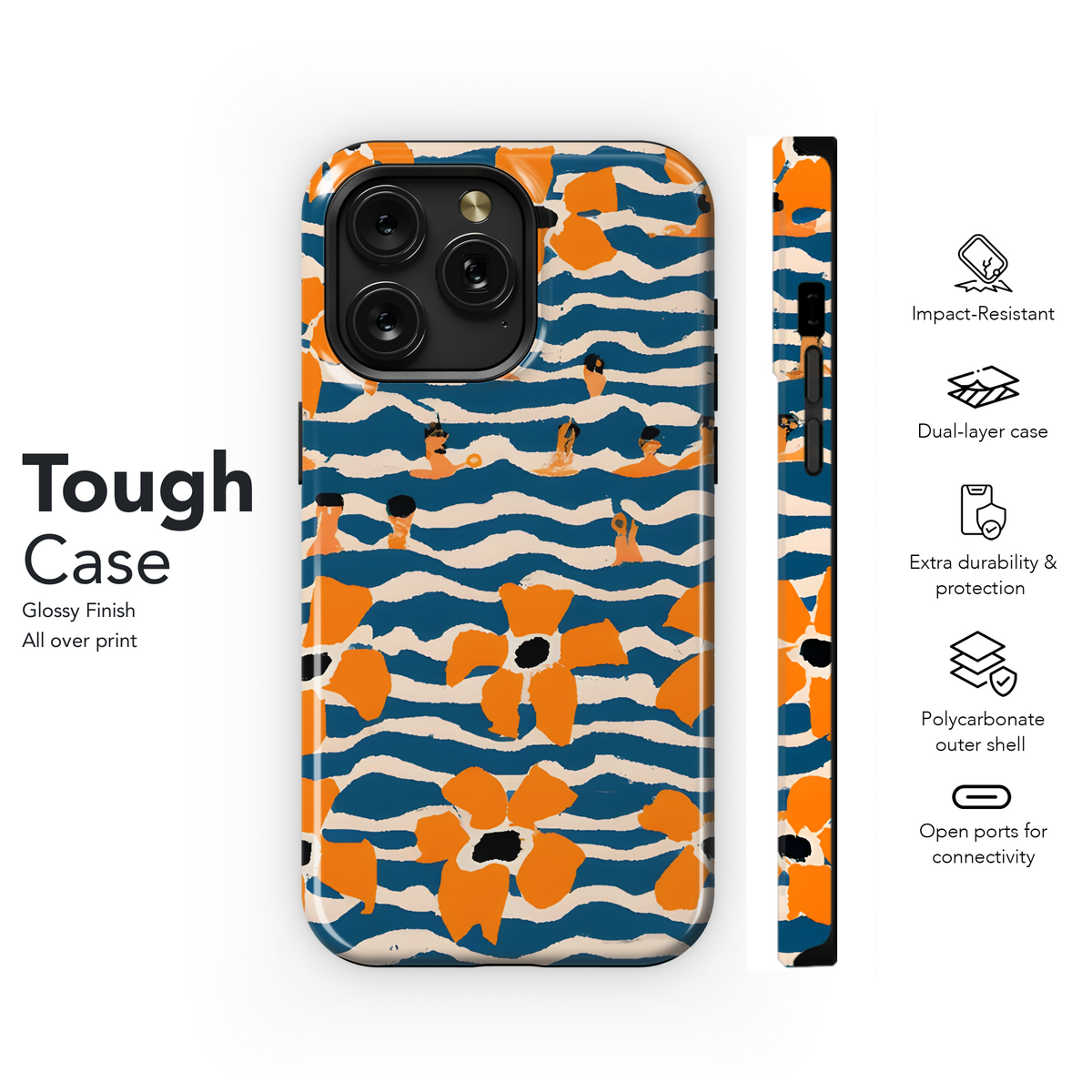 Midcentury Modern Swimmers Phone Case iPhone Samsung Cover Pixel 3119 - Image 6