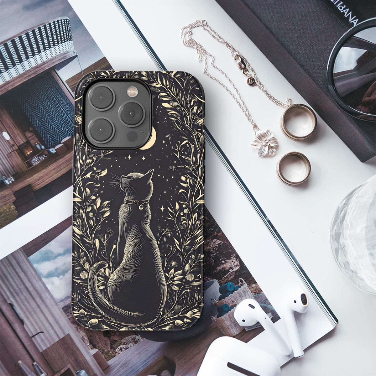 Midnight Cat Moon Magic
 Phone Case iPhone Samsung Cover Pixel 4001 - Image 3