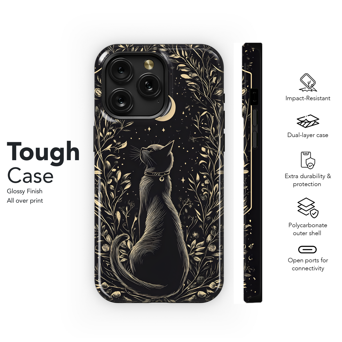 Midnight Cat Moon Magic
 Phone Case iPhone Samsung Cover Pixel 4001 - Image 6