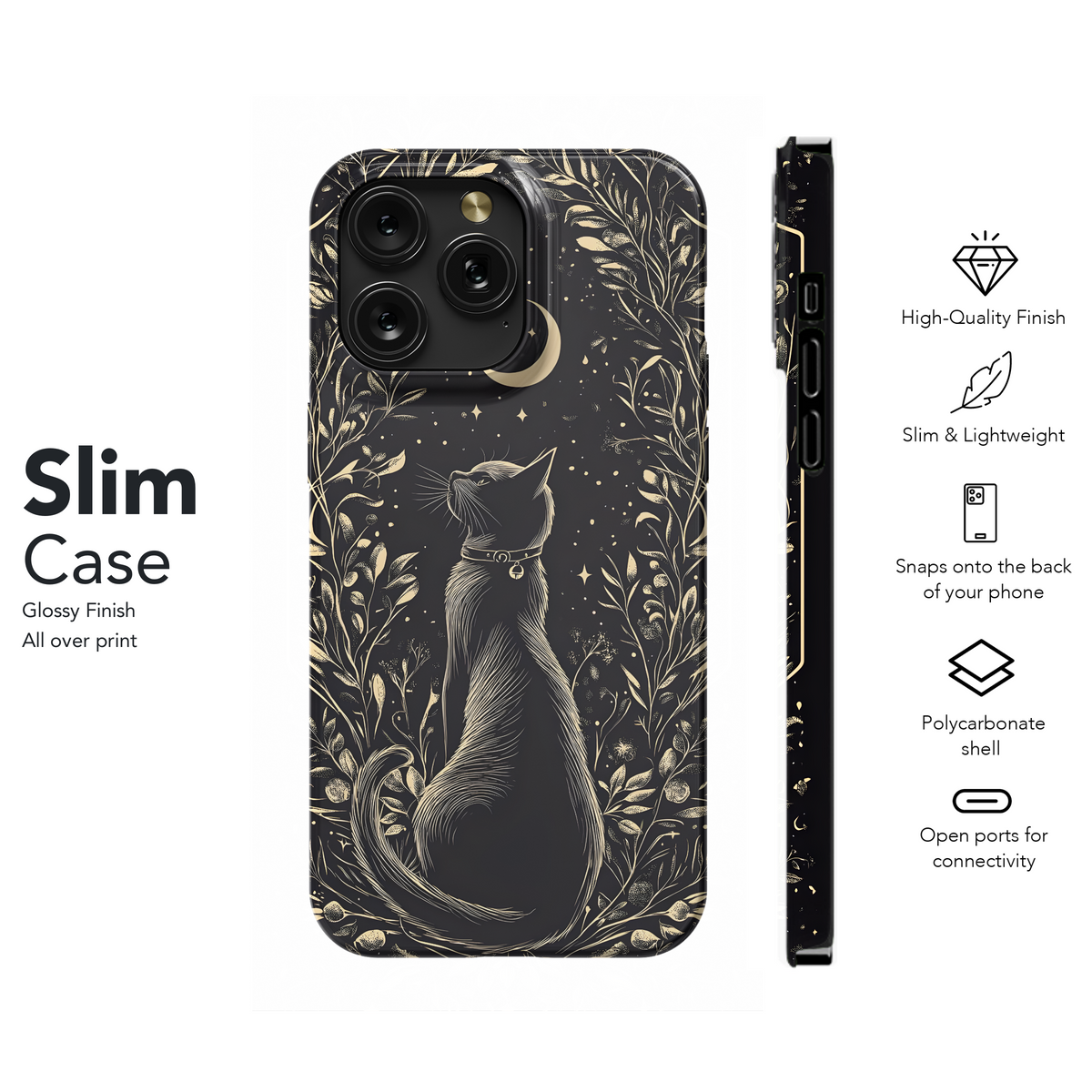 Midnight Cat Moon Magic
 Phone Case iPhone Samsung Cover Pixel 4001 - Image 7