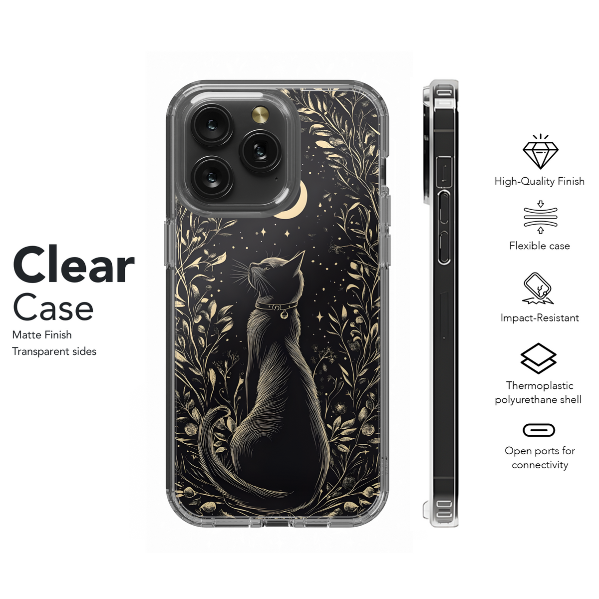 Midnight Cat Moon Magic
 Phone Case iPhone Samsung Cover Pixel 4001 - Image 8