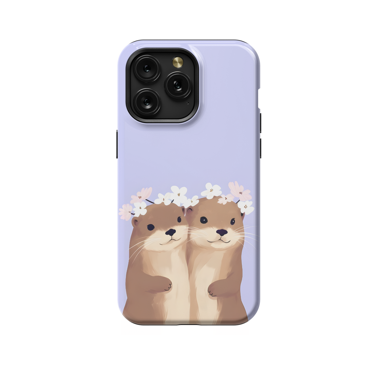 Minimalist Cute Two Otter Love Phone Case iPhone Samsung Pixel & More 481 - Image 1