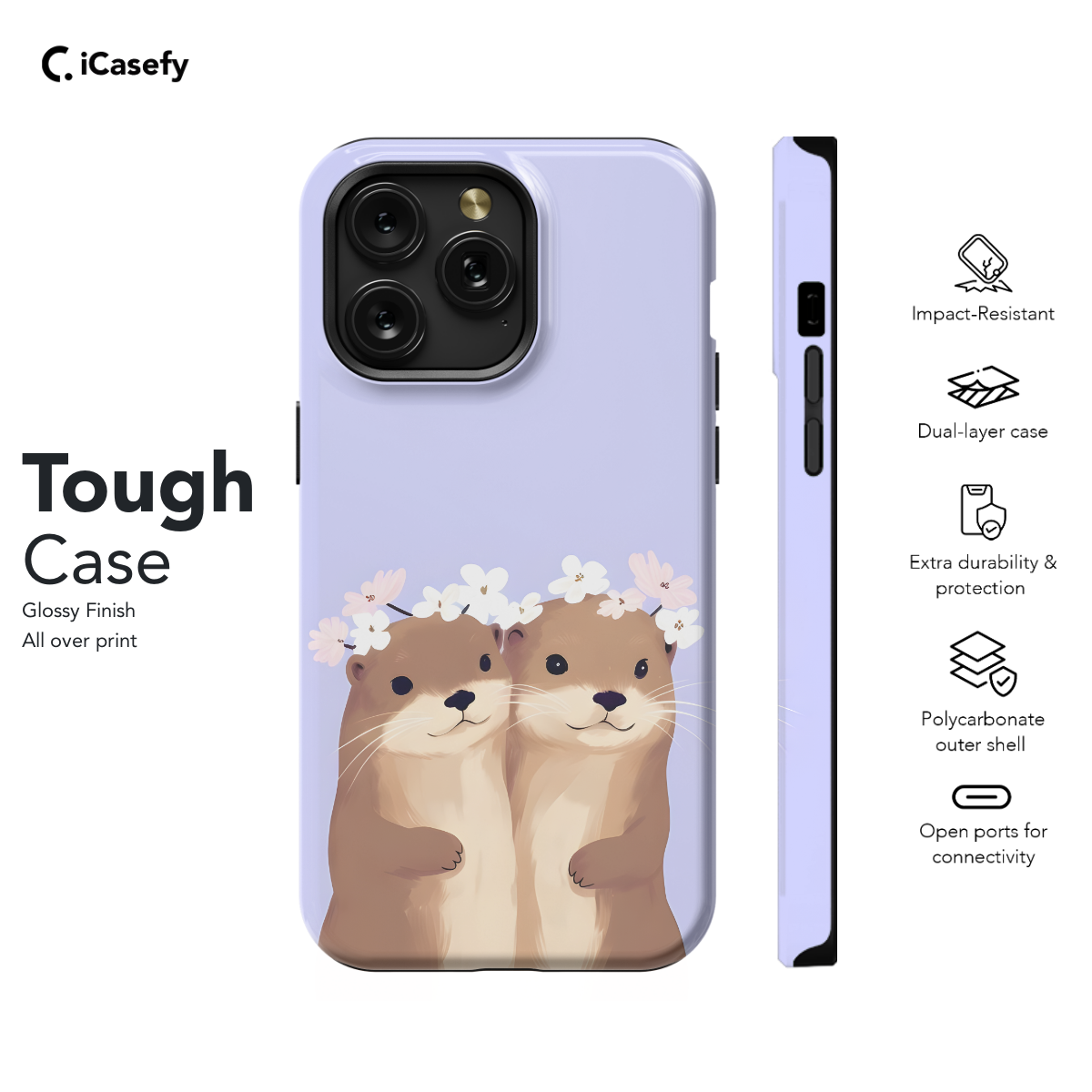 Minimalist Cute Two Otter Love Phone Case iPhone Samsung Pixel & More 481 - Image 5