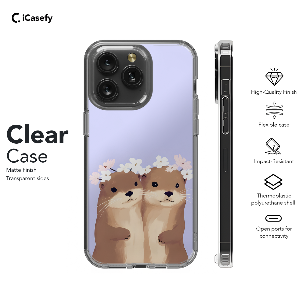 Minimalist Cute Two Otter Love Phone Case iPhone Samsung Pixel & More 481 - Image 7