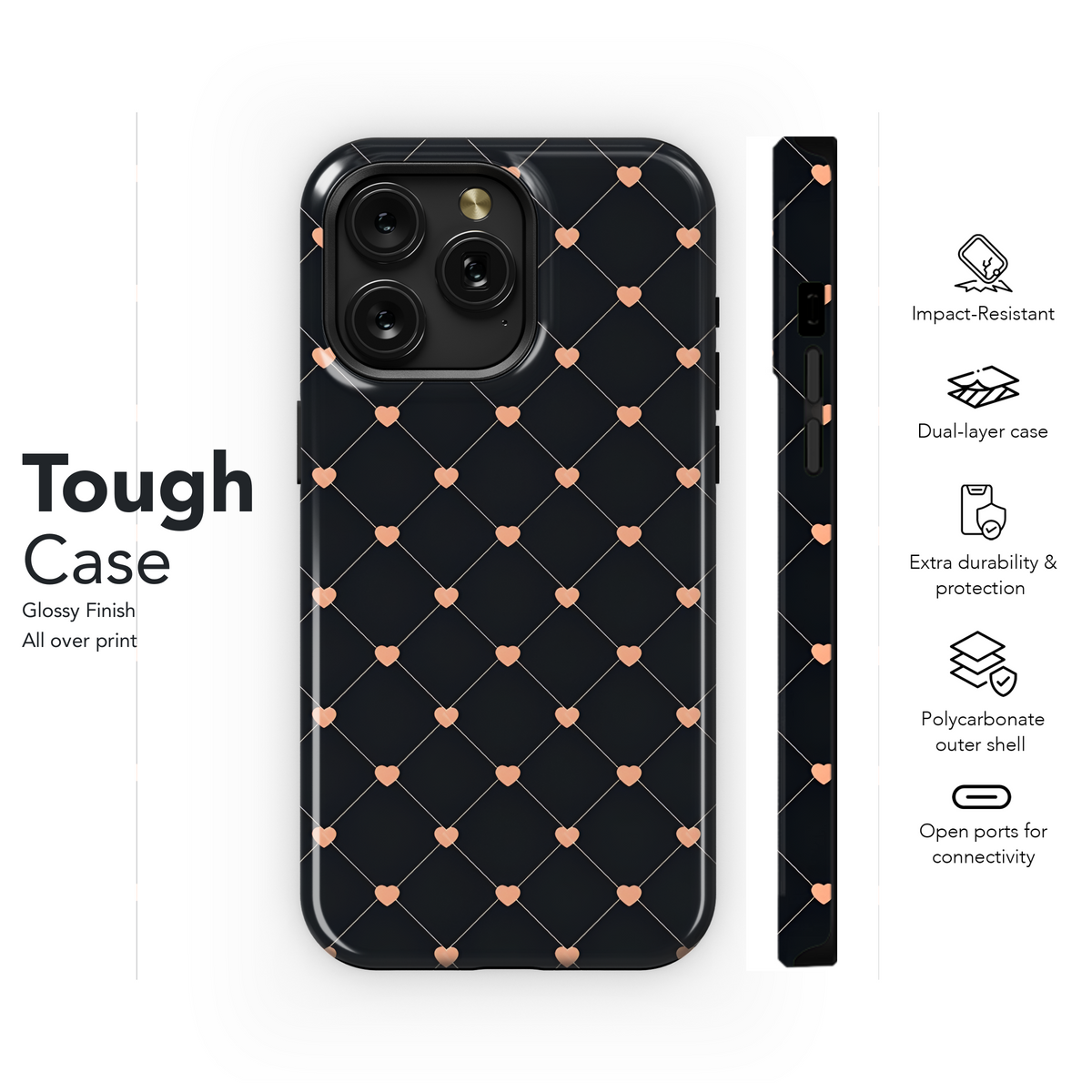 Minimalist Heart Line Seamless Pattern Phone Case iPhone Samsung Cover Pixel 2149 - Image 6