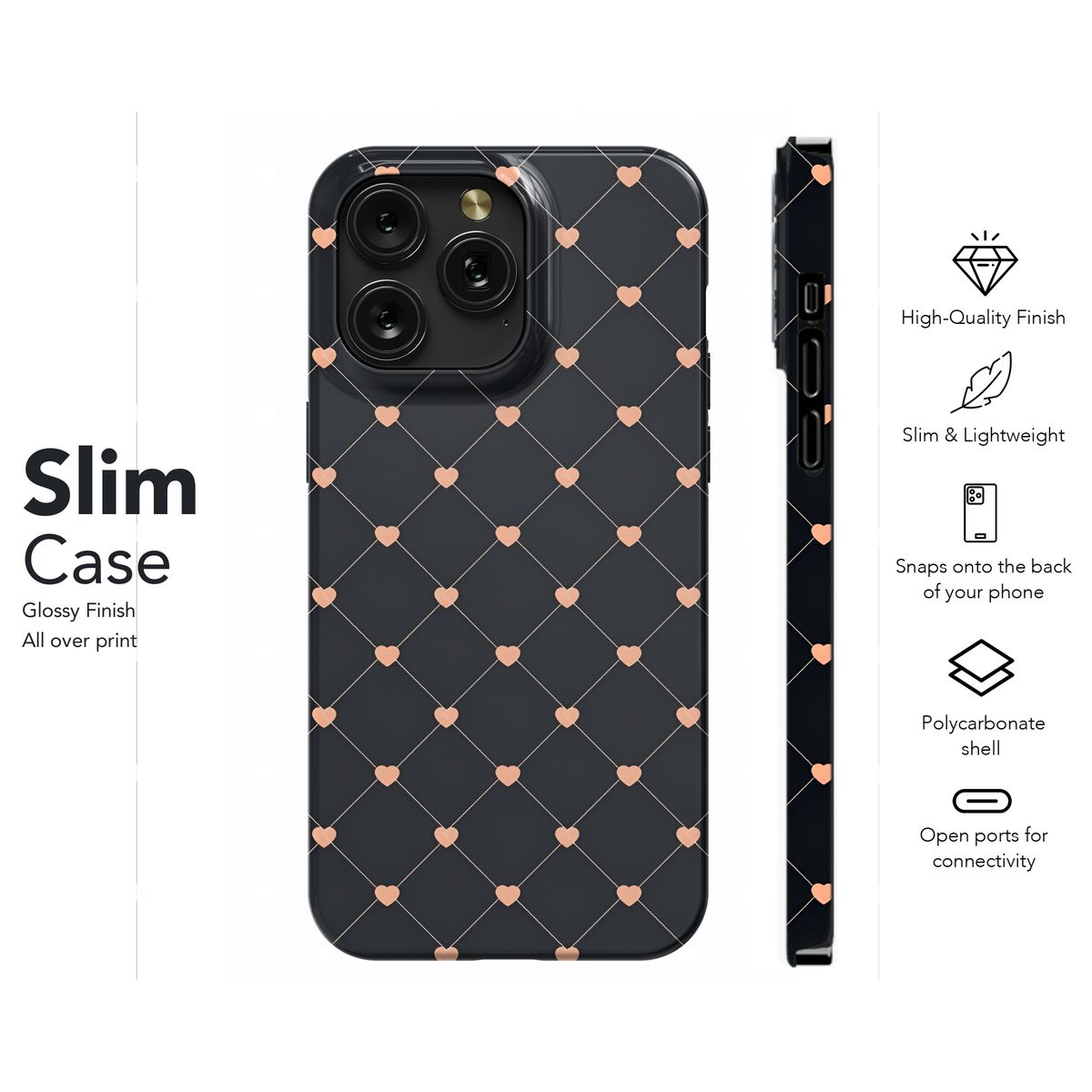 Minimalist Heart Line Seamless Pattern Phone Case iPhone Samsung Cover Pixel 2149 - Image 7