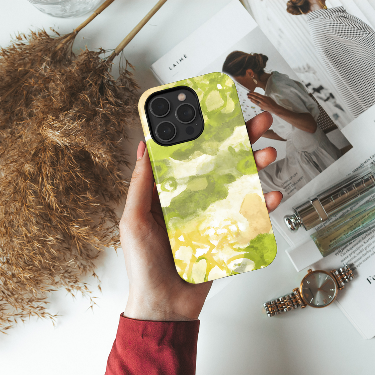 Modern Green Yellow Batik Phone Case iPhone Samsung Cover Pixel 3112 - Image 4