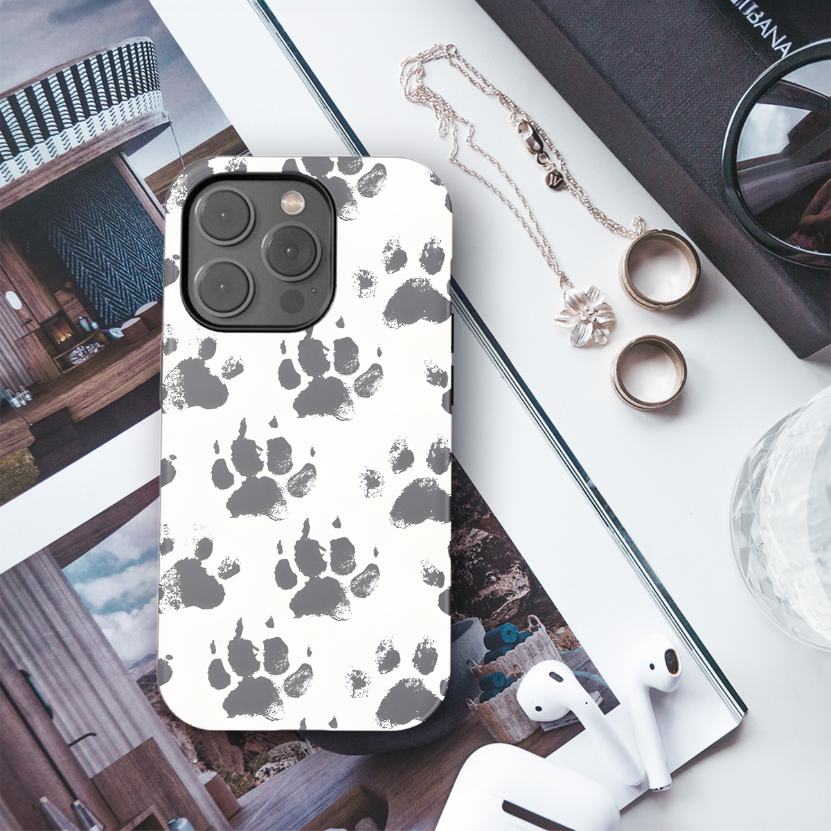 Monochrome Dog Paw Prints Phone Case iPhone Samsung Cover Pixel 2821 - Image 3