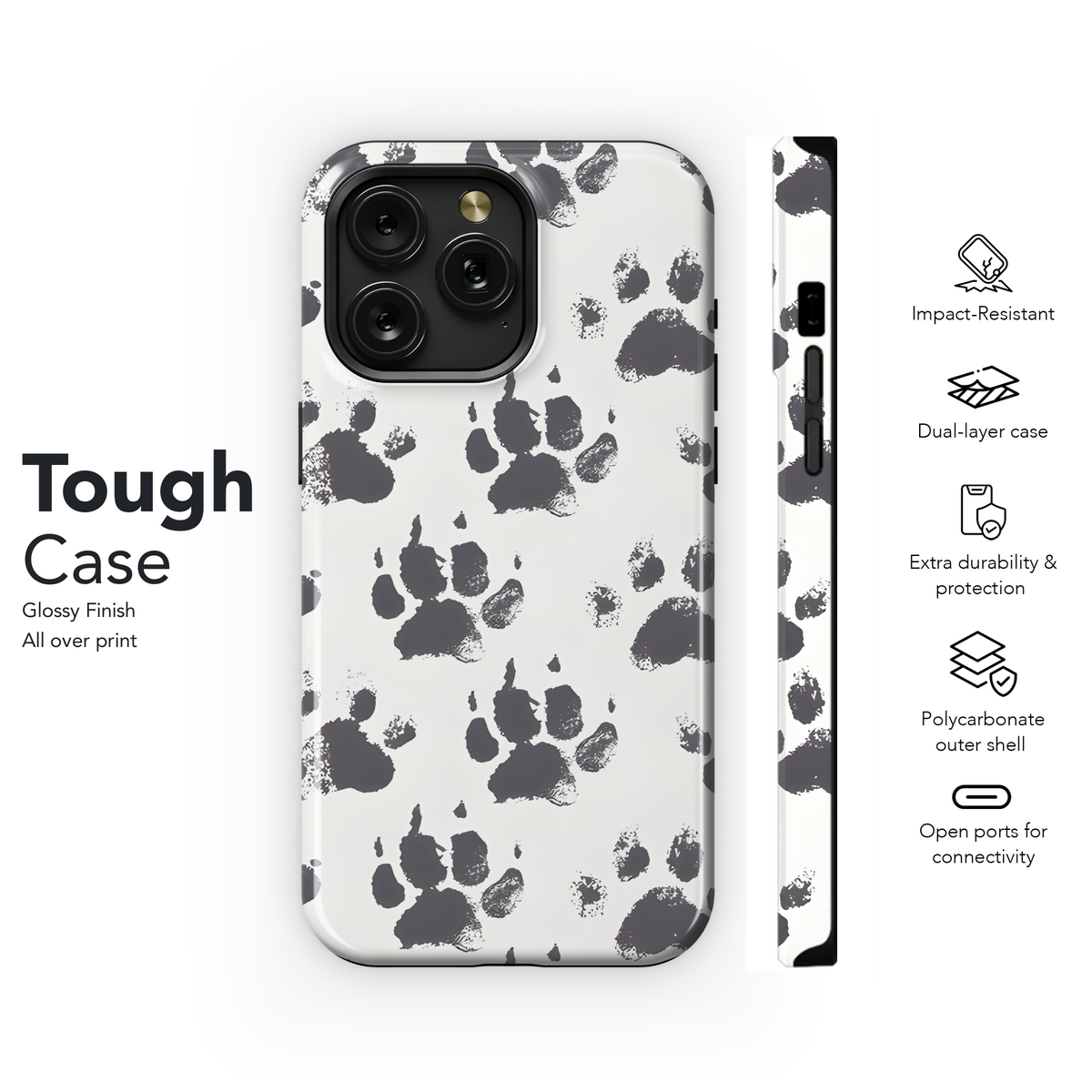 Monochrome Dog Paw Prints Phone Case iPhone Samsung Cover Pixel 2821 - Image 6