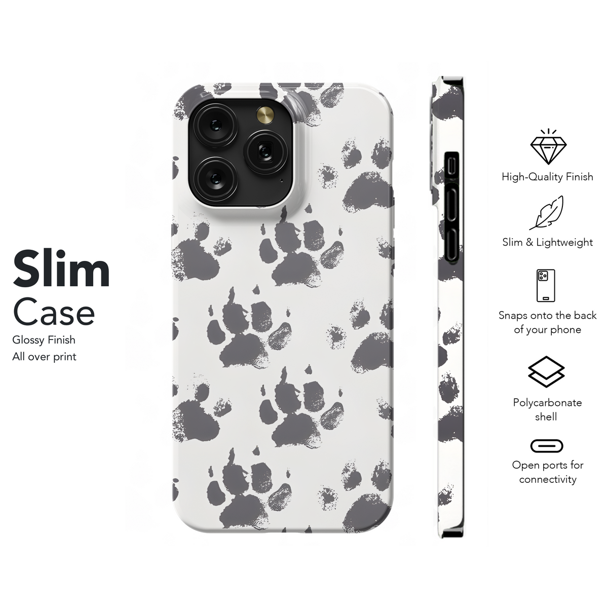 Monochrome Dog Paw Prints Phone Case iPhone Samsung Cover Pixel 2821 - Image 7