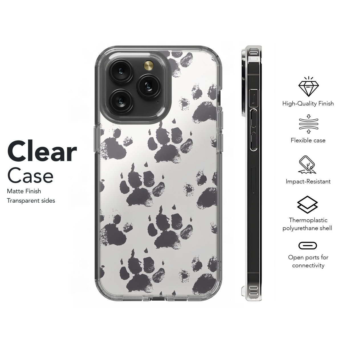 Monochrome Dog Paw Prints Phone Case iPhone Samsung Cover Pixel 2821 - Image 8