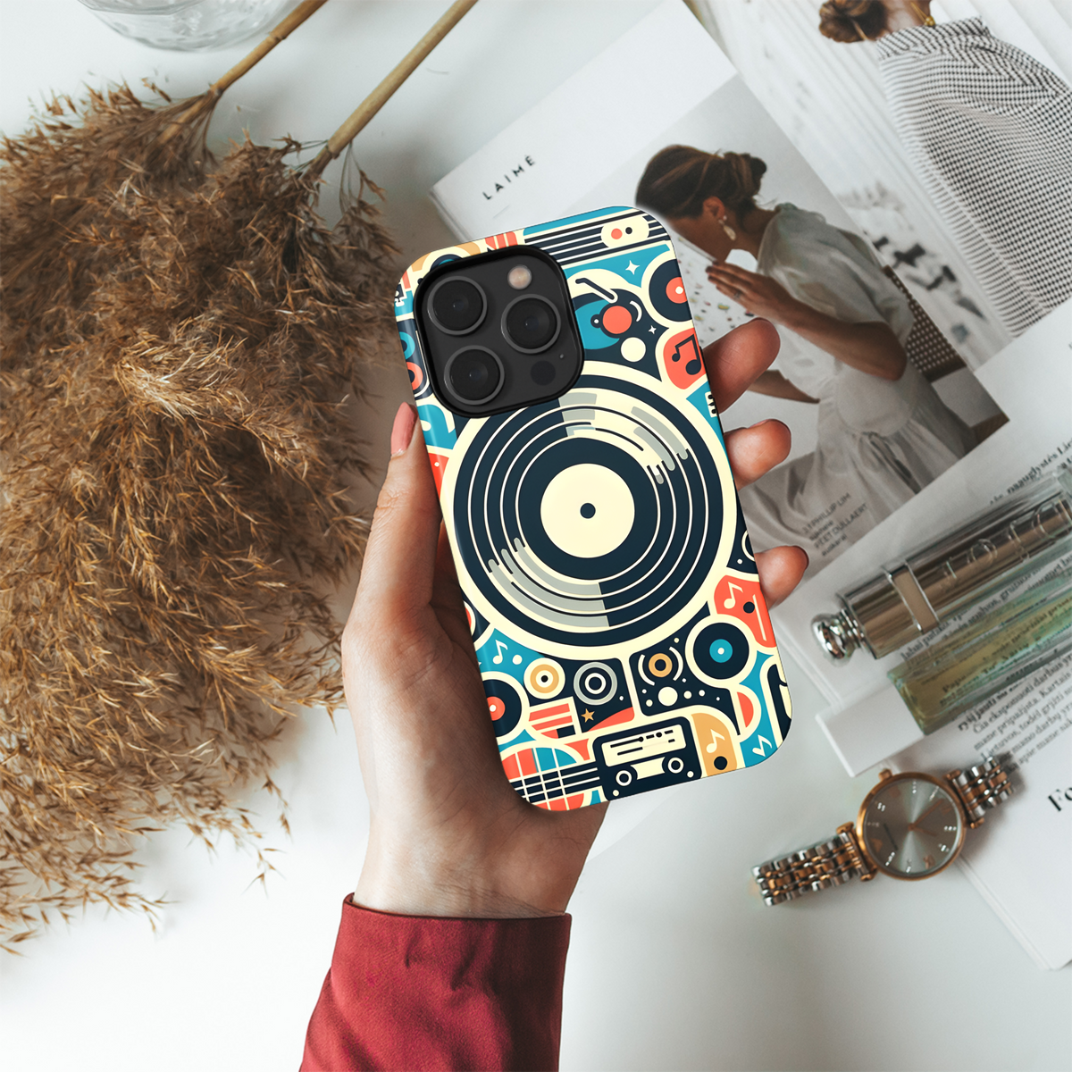 Monochrome Vinyl Record Phone Case iPhone Samsung Cover Pixel 2888 - Image 4