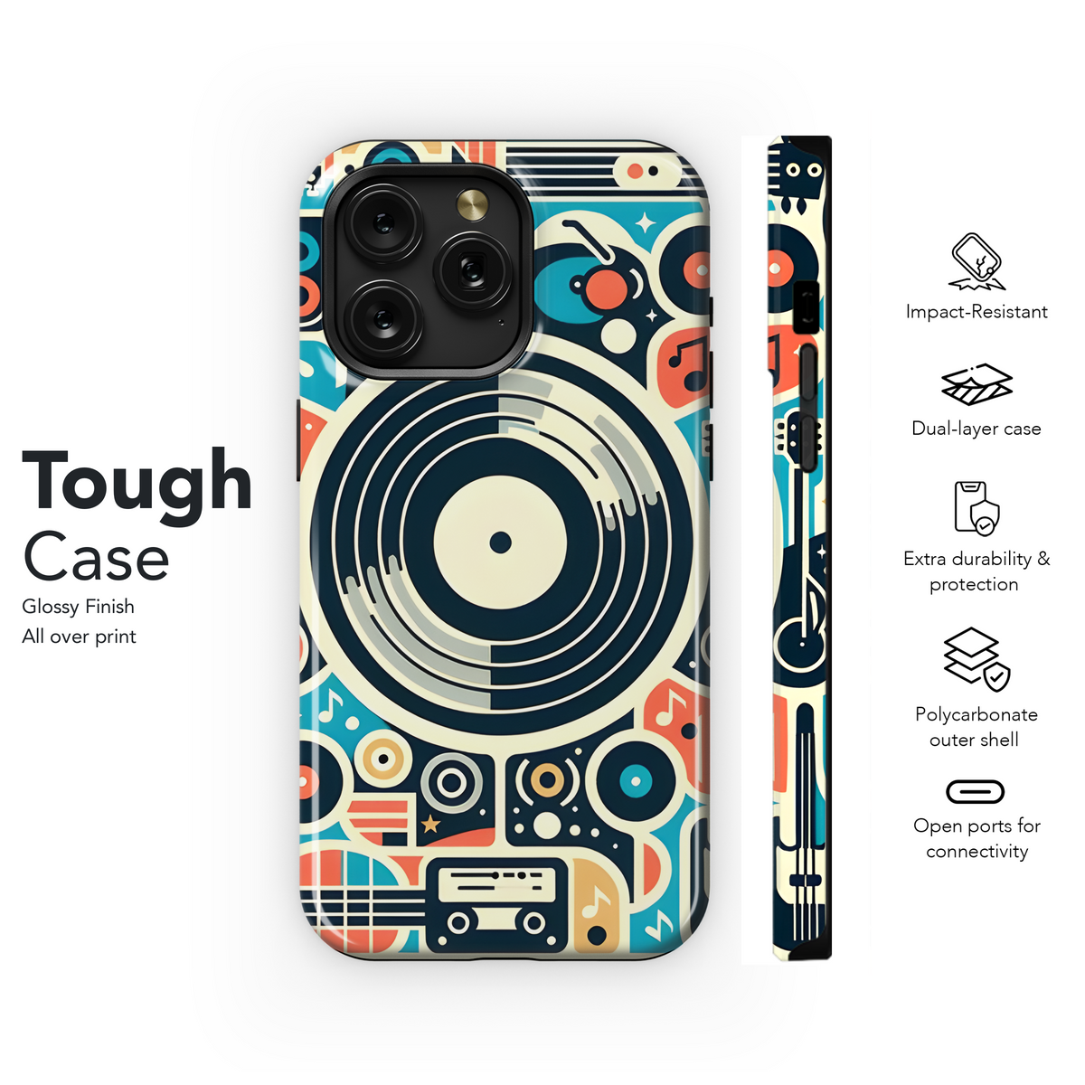 Monochrome Vinyl Record Phone Case iPhone Samsung Cover Pixel 2888 - Image 6