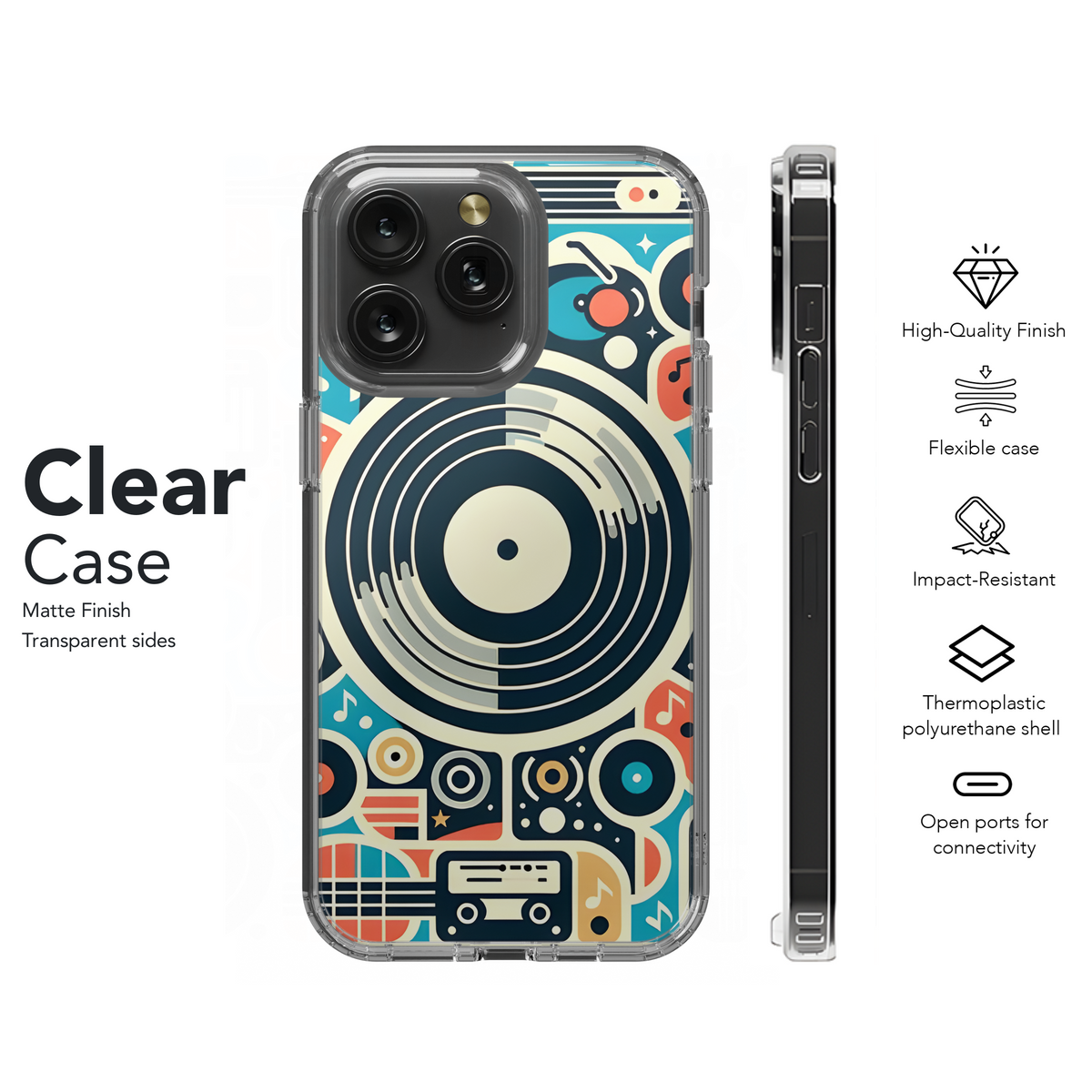 Monochrome Vinyl Record Phone Case iPhone Samsung Cover Pixel 2888 - Image 8