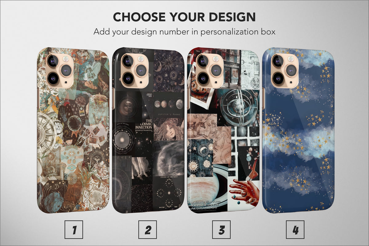 Moon and Stars Phone Case Celestial Collage Cover - Image 1