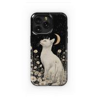 Moonlit Cat Among Daisies Phone Case iPhone Samsung Cover Pixel 5249 - Image 1