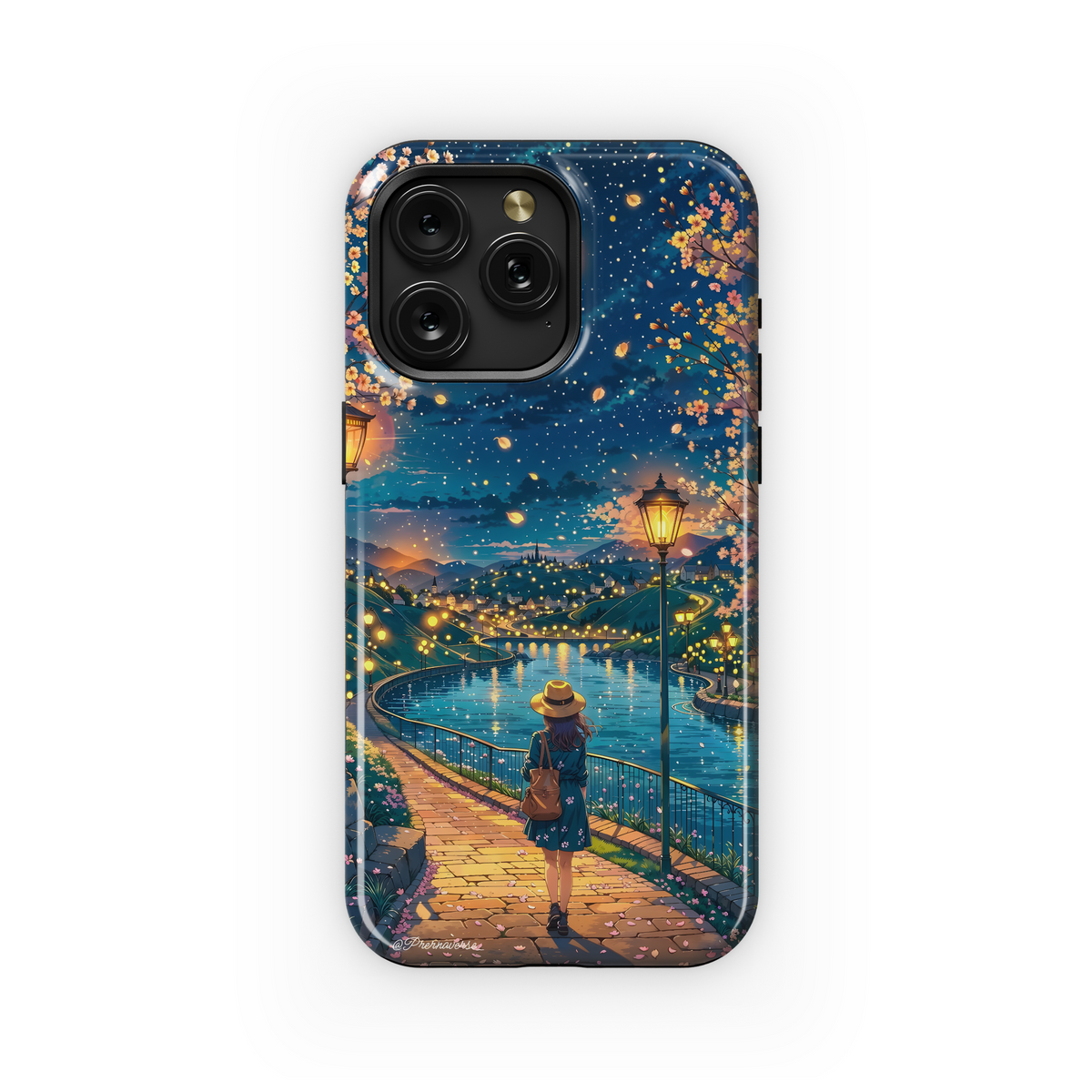 Moonlit Cherry Blossom Walk
 Phone Case iPhone Samsung Cover Pixel 4114 - Image 1