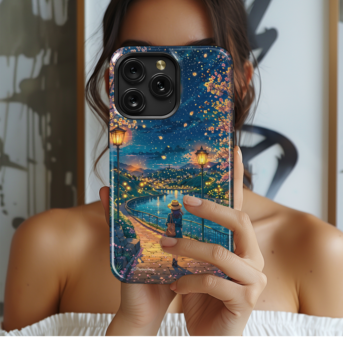 Moonlit Cherry Blossom Walk
 Phone Case iPhone Samsung Cover Pixel 4114 - Image 2