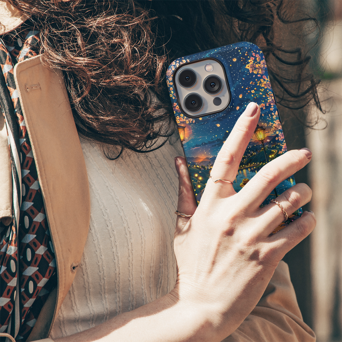 Moonlit Cherry Blossom Walk
 Phone Case iPhone Samsung Cover Pixel 4114 - Image 5