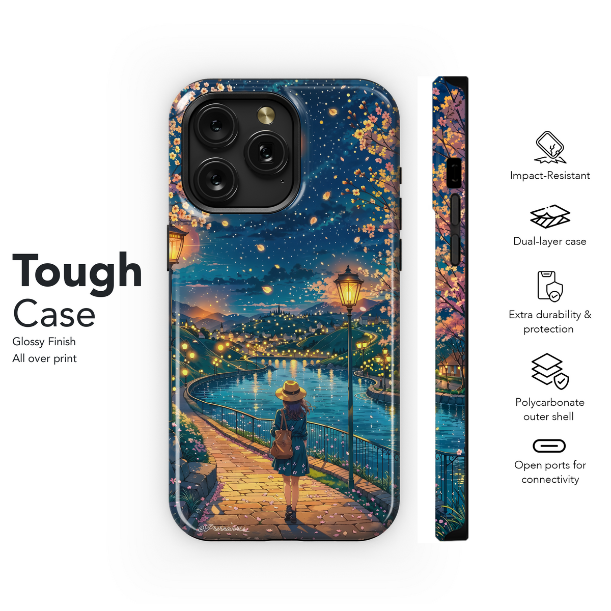 Moonlit Cherry Blossom Walk
 Phone Case iPhone Samsung Cover Pixel 4114 - Image 6