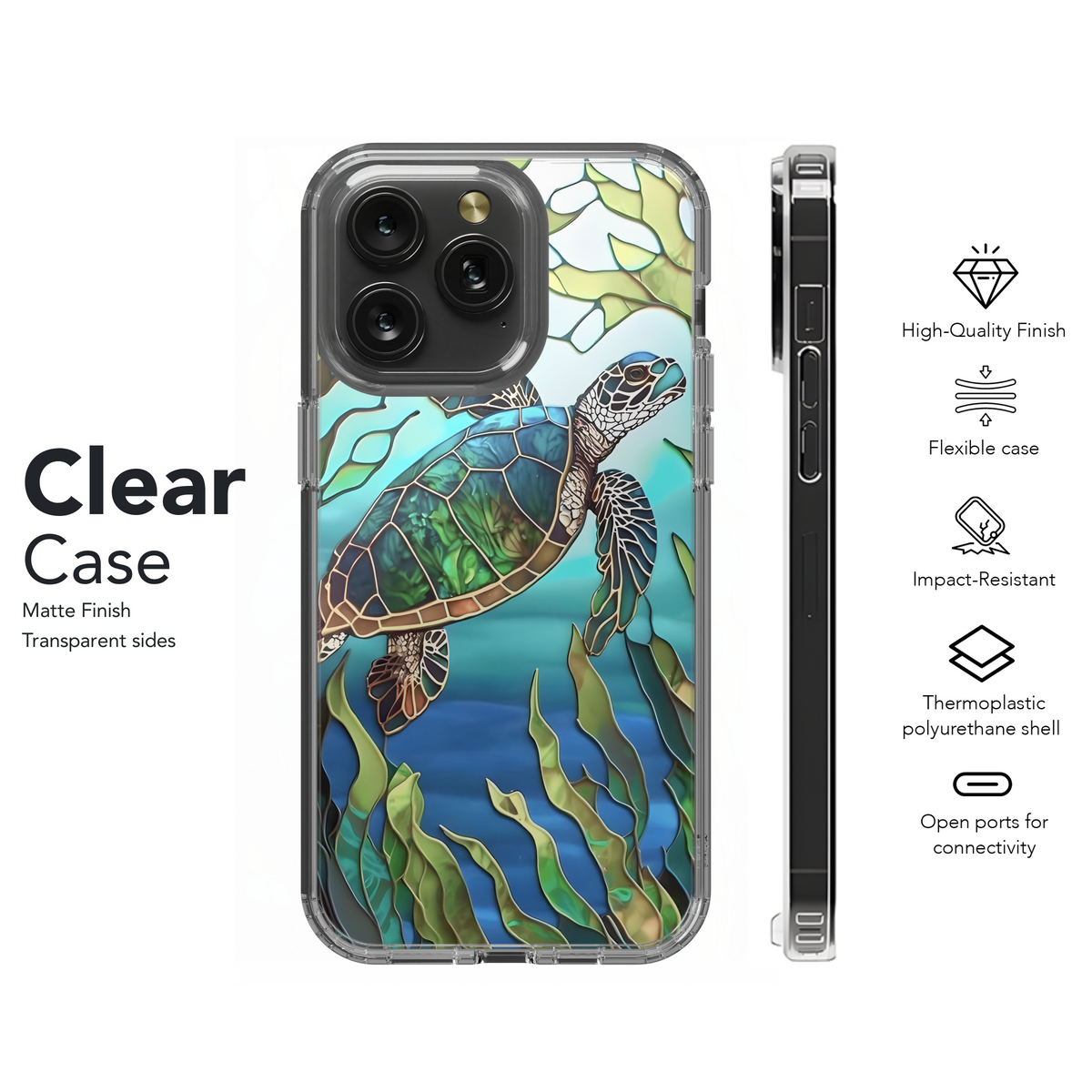 Mosaic Ocean Sea Coral Animal Turtle Phone Case iPhone Samsung Cover Pixel 1991 - Image 8