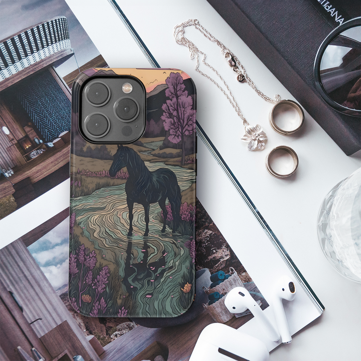 Mountain Horse Sunset
 Phone Case iPhone Samsung Cover Pixel 4081 - Image 3