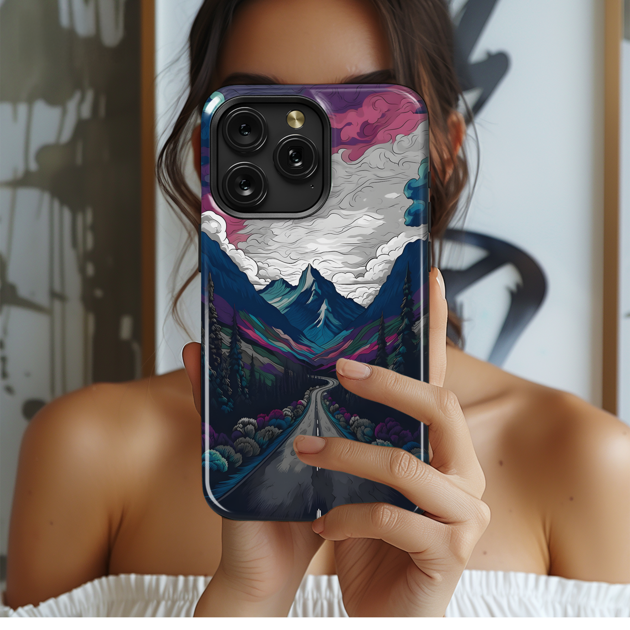 Mountain Road Dreamscape
 Phone Case iPhone Samsung Cover Pixel 4433 - Image 2