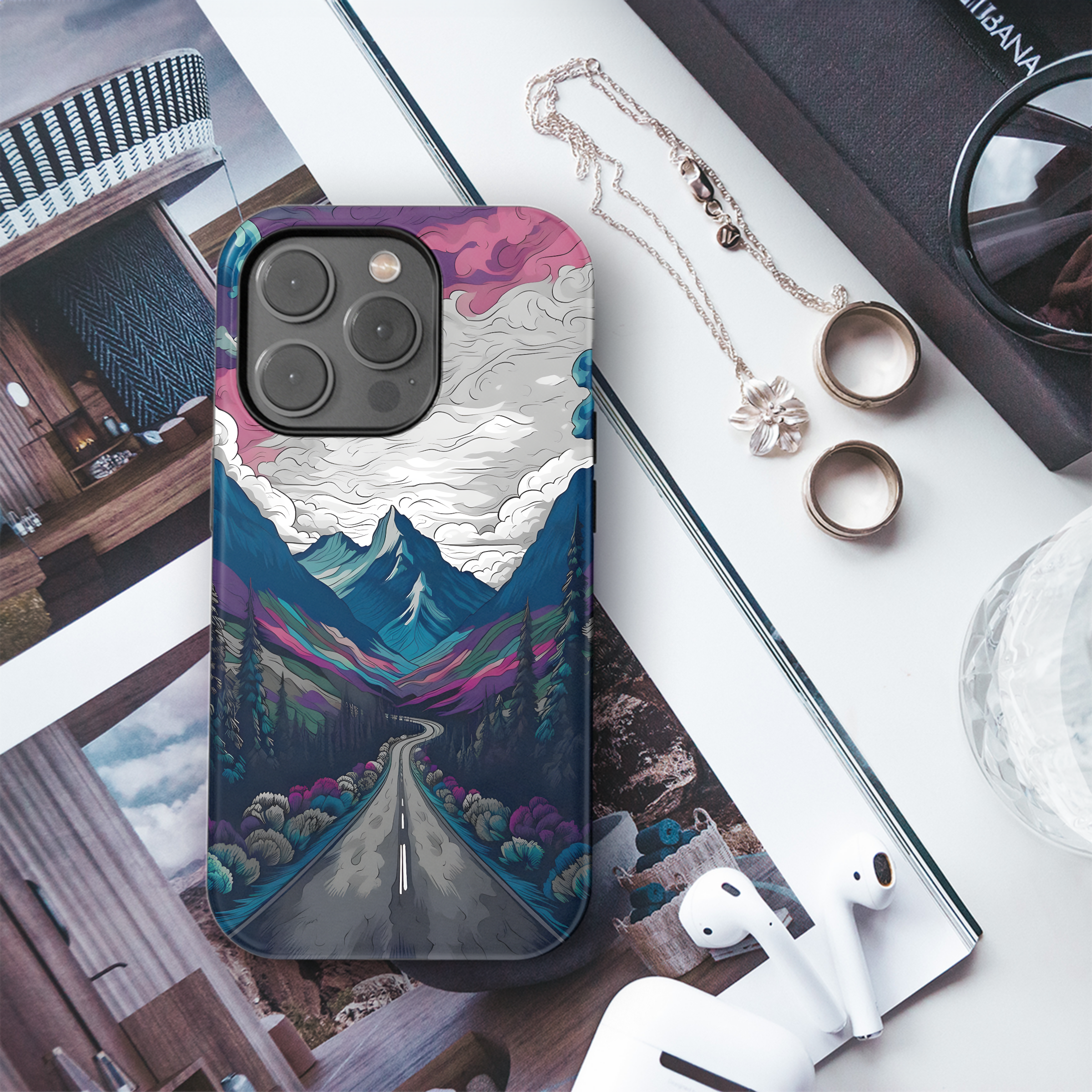 Mountain Road Dreamscape
 Phone Case iPhone Samsung Cover Pixel 4433 - Image 3