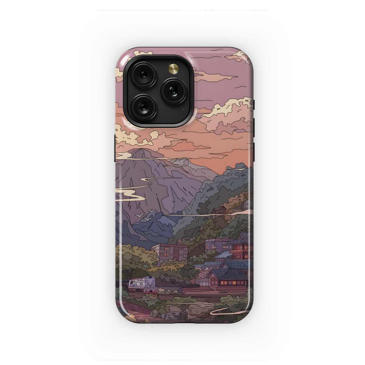 Mountain Town Sunset
 Phone Case iPhone Samsung Cover Pixel 4012 - Image 1