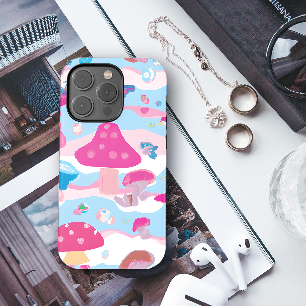 Mushroom Pink Phone Case iPhone Samsung Cover Pixel 3599 - Image 3