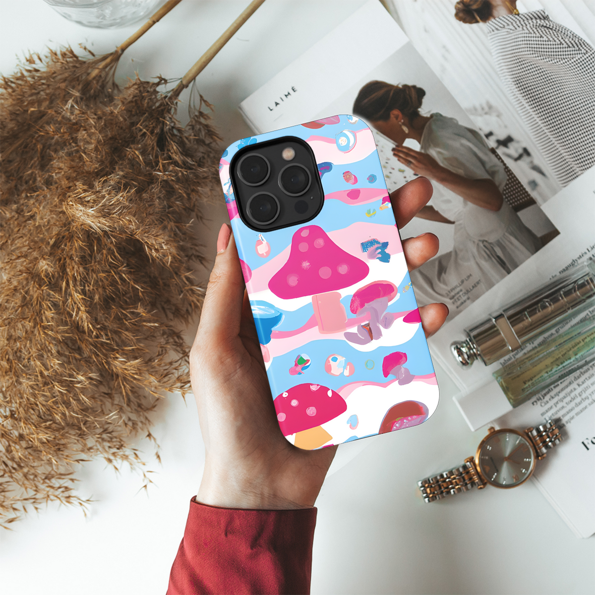 Mushroom Pink Phone Case iPhone Samsung Cover Pixel 3599 - Image 4