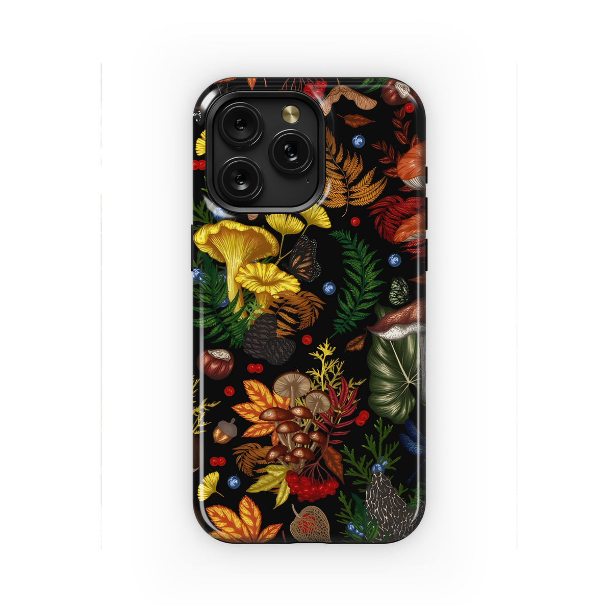 Mushroom Plants Insects Berries Seamless Pattern Phone Case iPhone Samsung Cover Pixel 2293 - Image 1