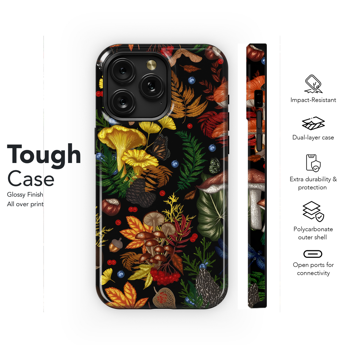 Mushroom Plants Insects Berries Seamless Pattern Phone Case iPhone Samsung Cover Pixel 2293 - Image 6