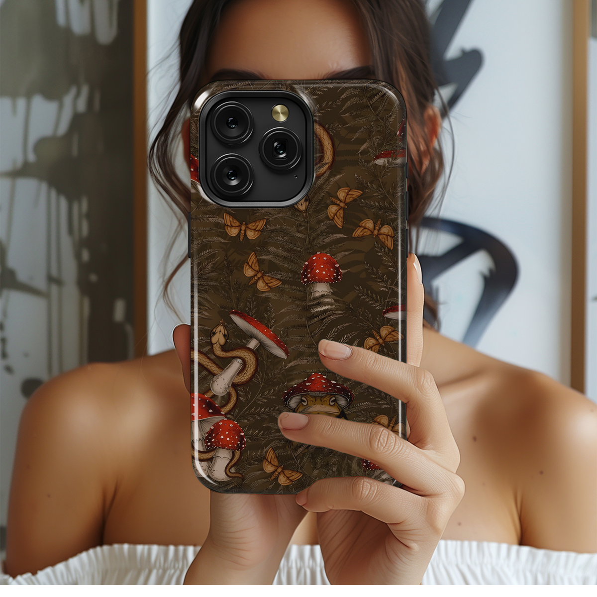 Mushroom Toad Forest Night Moths Phone Case iPhone Samsung Cover Pixel 3269 - Image 2