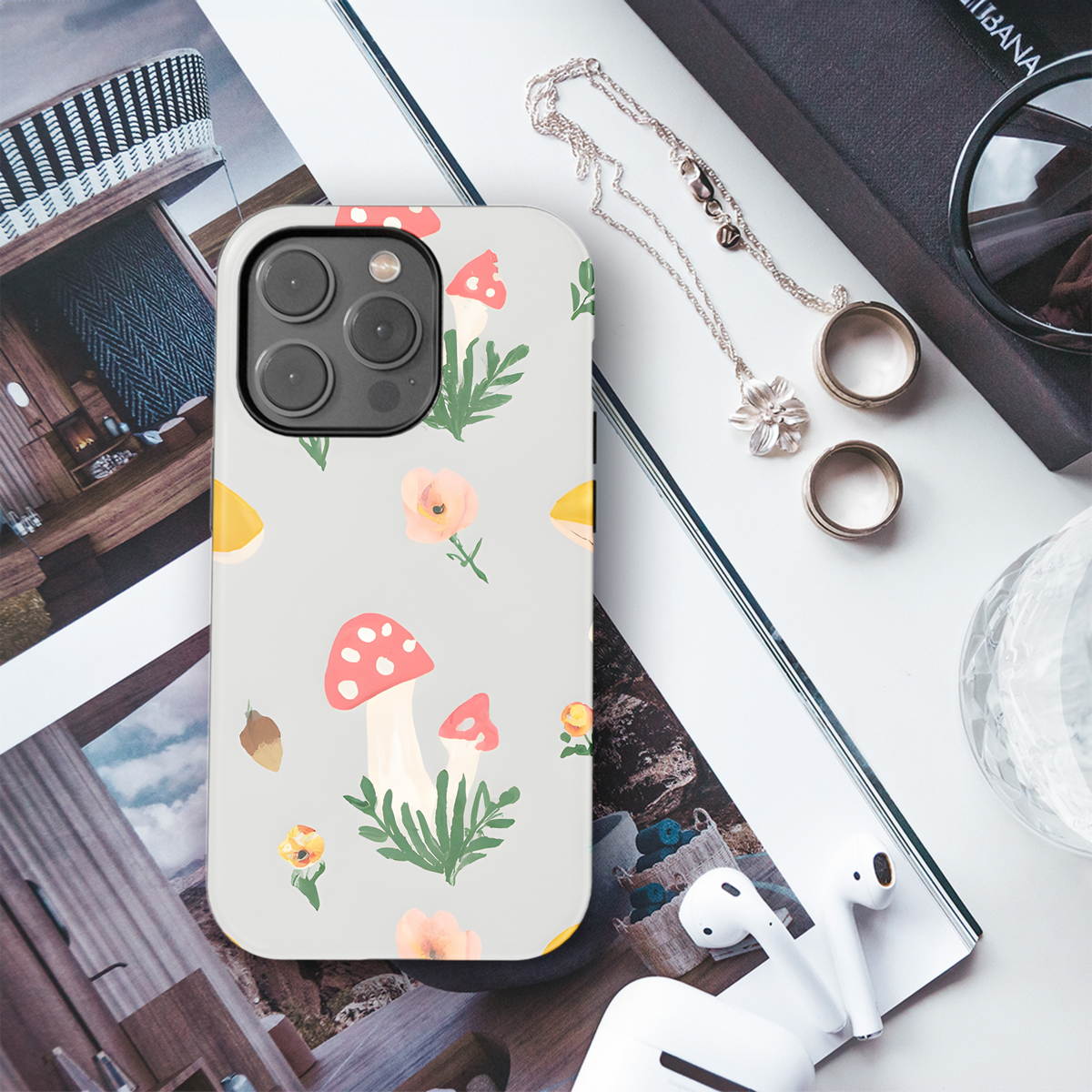 Mushrooms and Flowers Phone Case iPhone Samsung Cover Pixel 3380 - Image 3