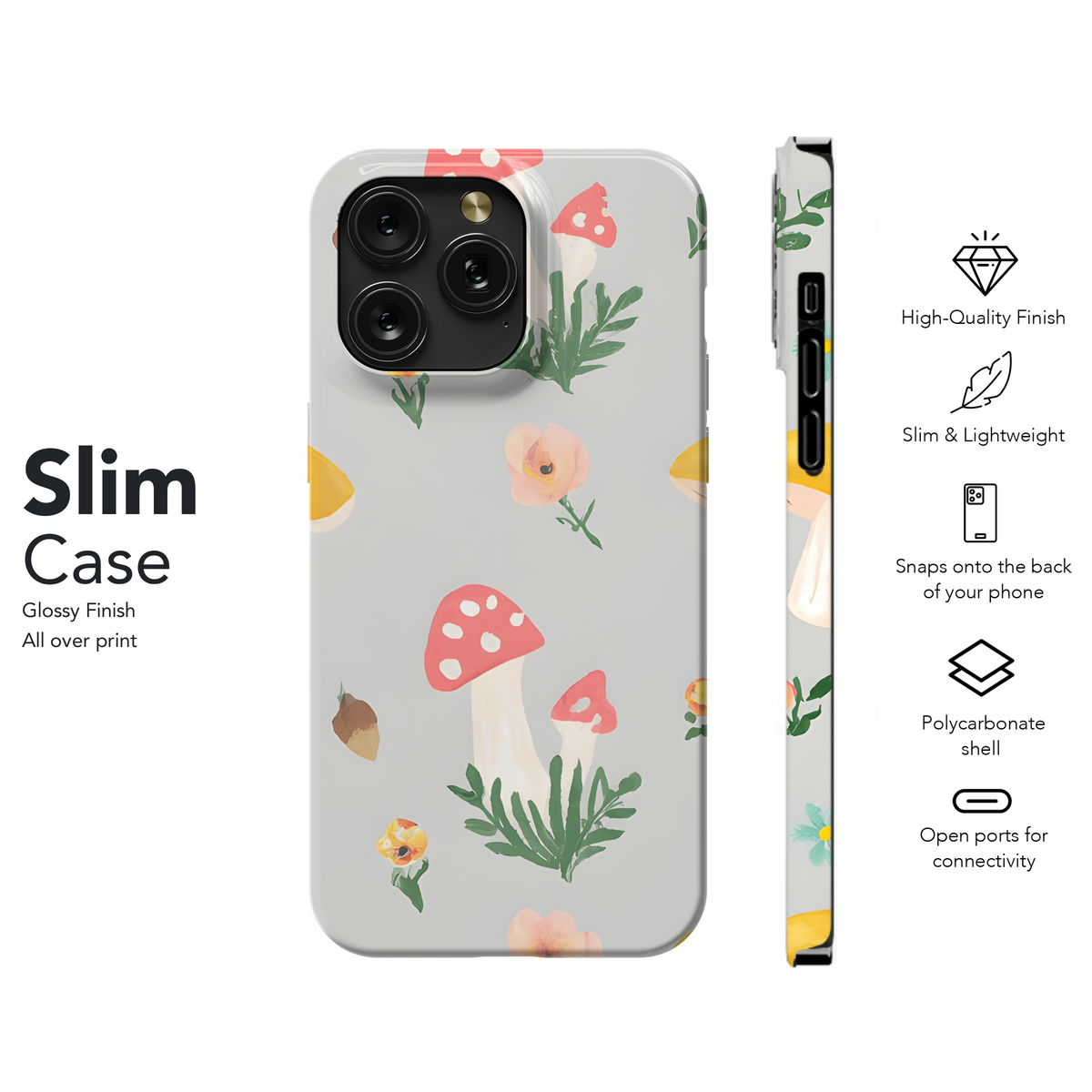 Mushrooms and Flowers Phone Case iPhone Samsung Cover Pixel 3380 - Image 7