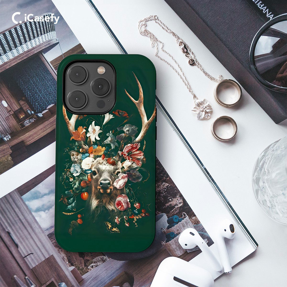 Mystical Deer Floral Phone Case iPhone Samsung Pixel & More - Image 3